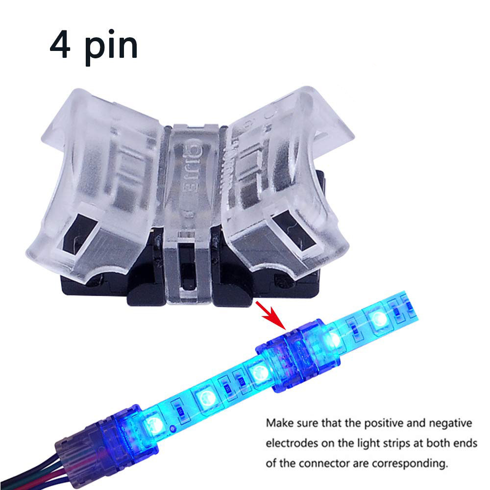 RGB LED Strip Connector 4 pin Solderless Hippopotamus Connector, PCB to PCB, Applicable to 5050 10mm RGB or WS2813 WS2815 WS2818 LED Strip Lights